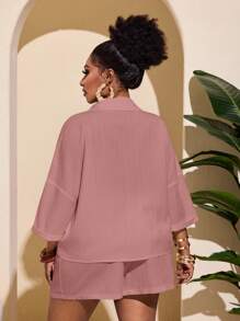 Slaydiva 2025 新款女士狂欢/复活节服装、老钱风格、乡村音乐会服装、外出服装、Fairycore、节日服装、热带度假女装、女士夏季服装、夏季、狂欢、欧洲夏季、春季服装、大码女士西部服装、音乐会、毕业服装、百搭日常休闲简约海滩优雅短袖落肩口袋抽绳上衣和短裤套装 - 大码连体衣大码衬衫裙女士衬衫裙连体衣大码女士大码/秋季女装/大码夏季服装/七月四日/七月四日女士/Y2K/街头服饰女士/乡村/海滩/俱乐部/教师/亚麻/街头服饰/欧洲夏季/女士夏季服装/女士时尚服装/大码度假服装，两件套设置女性 - 粉色 - 查看 2