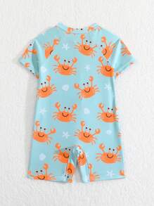Baby Jungen Einteiler Badeanzug mit Krabben Muster für Strand/Urlaub, Babybekleidung für den Strand, Babyjungen Strandkleidung - Verschiedenfarbig - Übersicht 2