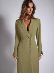COSMINA Váy Blazer đỏ dự tiệc thanh lịch cho nữ - màu xanh lá - Xem 5