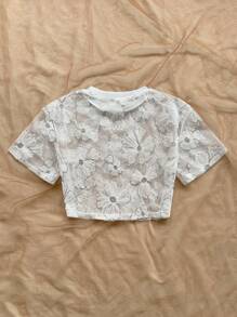 Soleia Women's Casual Holiday Summer Vacation Romantic Floral Embroidered Fashion Top, Suitable For Wedding Season, Afternoon Tea - White - View 2