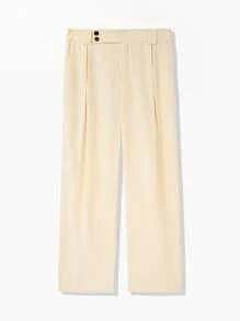 Manfinity Hypemode Pantalones de traje casual de negocios de unicolor para hombre - Albaricoque - Ver 3