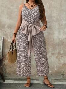 Breezaya Tuta comoda e casual con stampa floreale e coulisse, per donna in taglie forti