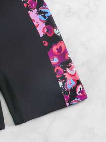 Tween Girls Fashion Colorful Print Sleeveless One Piece Swimsuit Summer Holiday