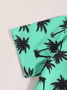Teens Tropical Palm Tree Allover Print Vacation Outdoor Beach Set - Dark Green - View 7