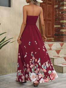 Breezaya Floral Print Tube Dress Maxi Vacation Beach Outfits Women