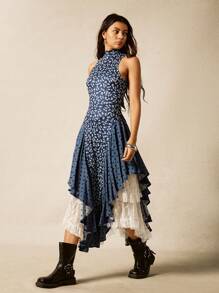 Easelle Đầm bodycon hở lưng hở lưng gợi cảm ren chắp vá cho kỳ nghỉ dành cho nữ - Nhiều màu - Xem 4