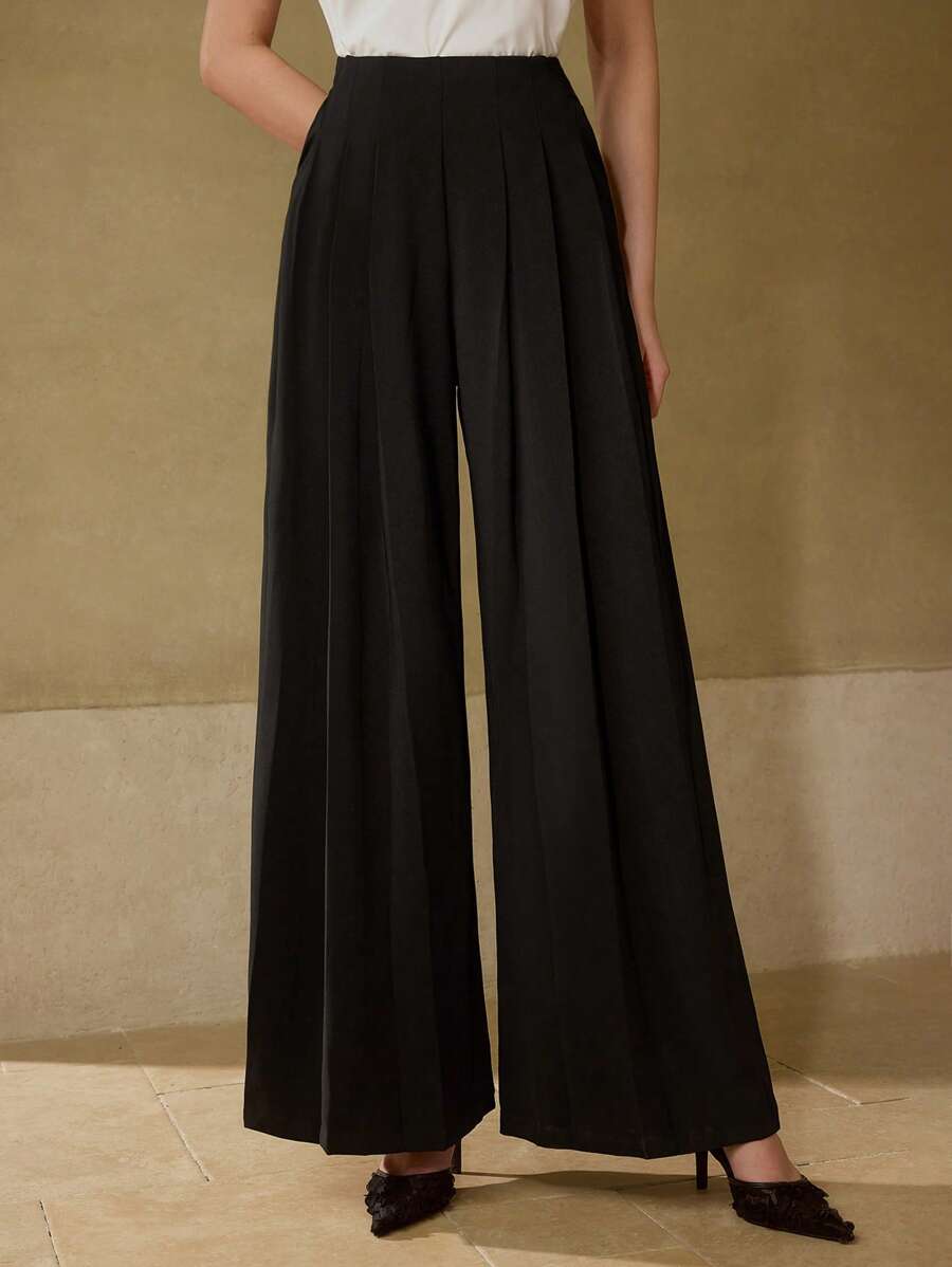 MOTF PREMIUM FOLD PLEATED WIDE LEG SUIT PANTS