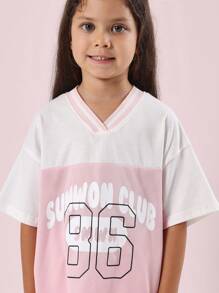 SUMWON Club Varsity Style Summer Workout T-Shirt Co-Ord Set Athletic Training Sportswear Active Wear Matching Two Piece - Baby Pink - View 5