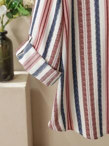 Lacomfia Women's Textured Colorful Stripe Print Long Sleeve Shirt And Wide-Leg Pants Casual Loose Comfortable Fashion Plus Size Set Shirt Sets For Women Fall Cloth For Women