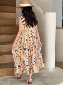 Dazy Kids Vestido de flores pequeñas sin mangas para niñas talla grande, de verano
