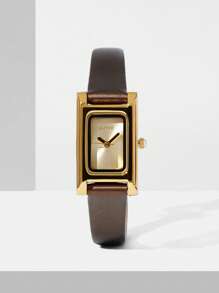 MOTF PREMIUM RELOJ MINI DE ORO CON TEXTURA A RAYAS MARRONES