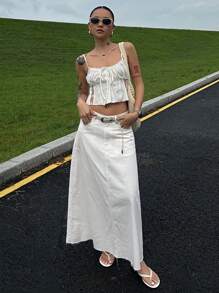 DAZY 女式纯色简约A字裙牛仔裙