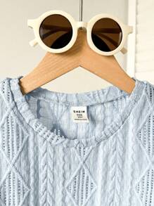 SHEIN Tween 女童宽松休闲圆领套头短袖 T 恤，纹理面料