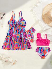 Summer Beach Vacation Random Print Swim Dress For Women - Multicolor - View 7