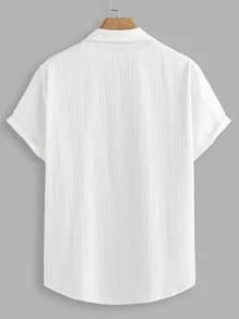 Manfinity RelaxMax Conjunto de camisa de manga corta de unicolor y pantalones cortos con cordón para hombres