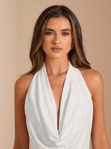 SHEIN BAE 1 件女士休闲全印花露背连衣裙/花卉印花连衣裙/优雅连衣裙/海滩度假连衣裙，适合度假 - 彩色 - 查看 8