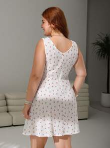 SHEIN EZwear Robe d'intérieur coupe A en dentelle cerise, tailles grandes