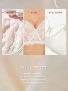 LUVLETTE Woman Lingerie Lounge Curve Full Coverage Pushup&Breathable Underwire Sexy Unlined White Lace Elegance & Mesh Minimizer Bra Bridal Intimates - White - View 4