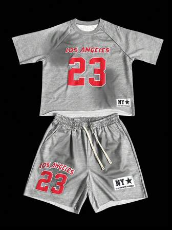 Prep Ensemble t-shirt à manches raglan à col rond numéro 23 pour homme