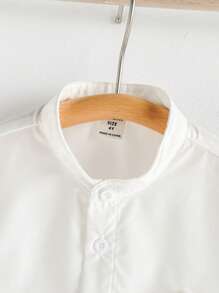 Loomiva 小男孩休闲宽松花卉装饰长袖衬衫 - 白色 - 查看 5