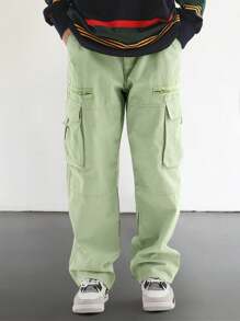 Manfinity EMRG Pantalones holgados de hombre con bolsillos laterales con solapa