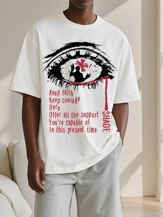 Goth Herren Gothic "Auge" Muster Kurzarm T-Shirt, Sommer