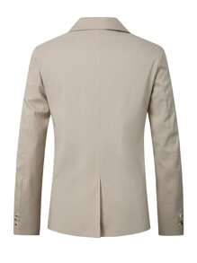 Manfinity Bizformal Solid Color Front Button Pocket Business Casual Long Sleeve Blazer - Khaki - View 2