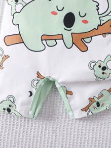 SHEIN Playful Pals Unisex Neugeborenen Baby Jungen Mädchen Outfit 2 in 1 Koala Muster Romper, geeignet für alle Anlässe im Sommer, niedlicher Koala Muster macht Baby noch süßer