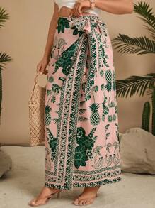 Travachic Plus Size Allover Print Wrap Around Style Summer Fashion Vacation Skirt - Multicolor - View 5