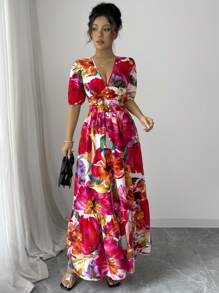 Rafferiza Váy dài in họa tiết thanh lịch cho nữ - Nhiều màu - Xem 5