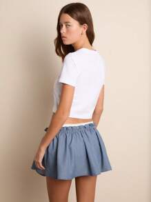 Nöista Light Blue Denim A-Line SkirtTrendy Light Blue Denim Skirt With An A-Line Silhouette, Ideal For Casual Summer Outfits Or Bohemian-Inspired Looks. - Multicolor - View 2