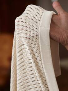 Manfinity Homme Men's Floral Pattern Front Button Summer Short Sleeve Knit Sweater  Men Clothes For Summer Men's Old Money - Khaki - View 6