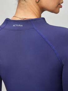 Activina Bộ đồ thể thao áo khoác lửng màu xanh và quần legging cho nữ mặc hàng ngày và chơi thể thao thường ngày - Màu xanh lam - Xem 5