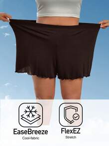 SHEIN EZwear Quần short màu nâu cỡ lớn thường ngày, thời trang cho mùa hè - màu nâu - Xem 1