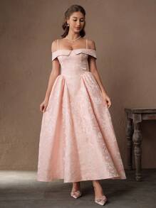 Savoree Women's Sleeveless A-Line Embroidered Long Dress - French Style, Pink