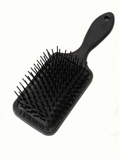 Grunge Punk 1pc Black Skull & Bat Print Square Air Cushion Scalp Massage Hairbrush For Women