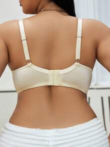 SHEIN 大码简约纯色网眼拼接文胸 - 白色 - 查看 2