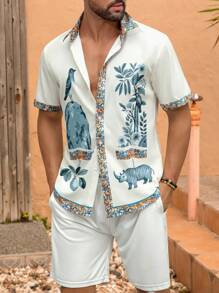 Manfinity RSRT Short Sleeve Design Casual Shirt, Beach Holiday Style Shirt, Vintage Look Shirt Cool Shirts For Men Beach Shirts For Men Summer Men Shirts Shirts For Men Summer Men Shirts Graphic