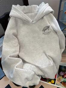 SHEIN Women's Slogan Print Dropped Shoulder Casual Hoodie Graduation,Back To School Outfits,Graduation,Teacher Outfits For Women,Back To School