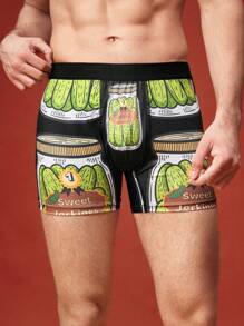 Cuecas Boxer Boxer Estampa de Desenho Animado Casuais para Homens, Adequadas para Uso Diário - Multicolorido - Visão 3