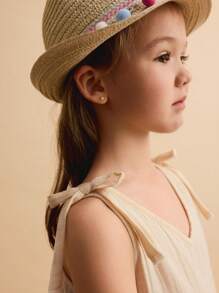 Ontre Young Girl Loose Casual Ruffle Trim Vest And Pants 2 Pieces Set - Apricot - View 3