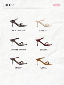 CUCCOO BIZCHIC Apricot Mirror Pu Pointed Toe Kitten Heel Women'S Sandals For Summer Graduation Heels Prom Heels Vacation Shoes Summer Elegant Basics Business Casual Business Chic Spring Shoes Spring Break Easter