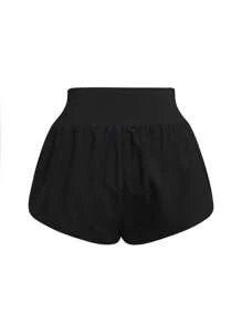 Women's Spring/Summer Casual Sports Running Faux 2-In-1 Printed Pattern Sports Shorts Sweater Shorts