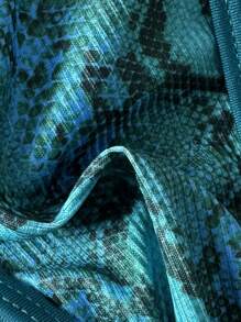 Swim Vcay Set de bikini de 2 piezas con top de bralette de halter y Bottom de tanga con lazos laterales, estampado floral aleatorio y textura - Traje de baño sexy