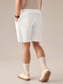Manfinity VCAY Shorts décontractés en maille mode pour hommes, style décontracté, couleur unie texturée, taille élastique - Blanc - Voir 2