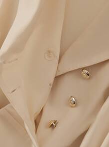 SHEIN Clasi Robe mi-longue décontractée pour femme, col châle, manches courtes, à double boutonnage, en couleur unie