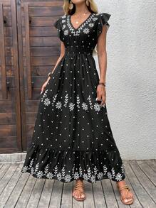 EMERY ROSE Váy Maxi cho nữ Váy mùa hè cho phụ nữ Trang phục đi biển cho phụ nữ Quần áo mùa hè cho phụ nữ Váy nghỉ mát Mùa hè Châu Âu - màu đen - Xem 4