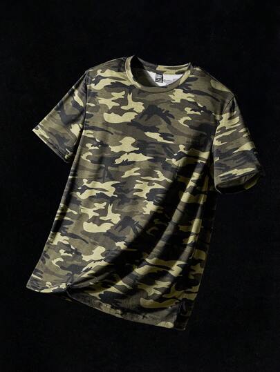 NEON BLANC Men Camo Print Short Sleeve Tee, Boyfriend Gift, For Going Out, Summer, Streetwear Inspired