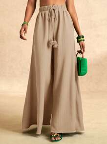 Zivah Women's Casual Geometric Green Color Full Length Wide Leg Pants, Suitable For Music Festivals & Vacation