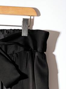 Regalyn Plus Size Elegant Lady Bow Decor Bubble Hem Skirt Fall Cloth For Women